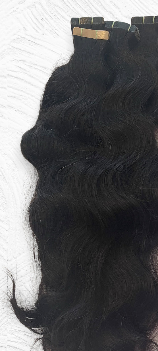 Tape Ins ext. Raw Cambodian Natural Wave Ext. **Requires 7-21 business days for processing **